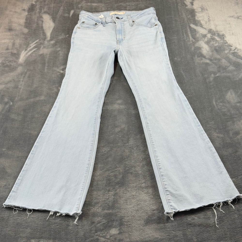 Levis 726 Flare Jeans Womens 25 Light Wash Raw Hem High Rise A3410-0011